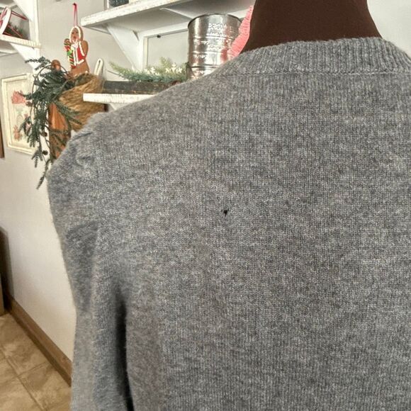 Charter club 100% cashmere cardigan sweater womens size medium gray puff sleeve - Picture 5 of 9